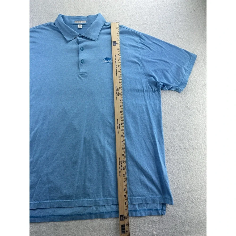 Peter Millar Mens Polo Shirt Size XXL Light Blue 100% Cotton Shadow‎ Wood Logo